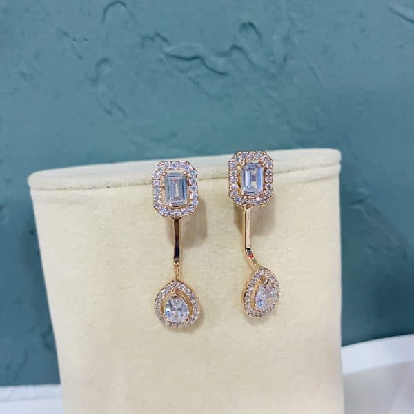 Full Diamond Square Drop Front And Rear Eardrops