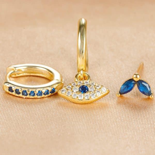Lady Temperament Trendy Earrings Buckle Stud 3-piece Set