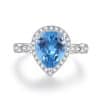 Colored Gems Ring Female S925 Sterling Silver Ocean Blue Temperament Commute