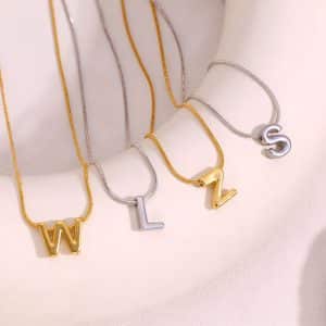 18k Gold Titanium Steel Necklace With 26 English Letters