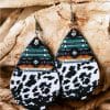 Drop-shaped Vintage Cow Leopard Leather Earrings