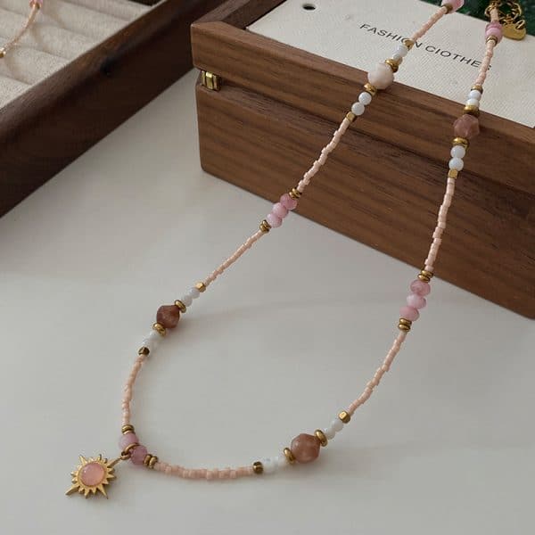 Sweet Cool Style Natural Stone Crystal String Beads Necklace
