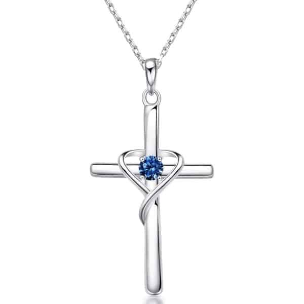 S925 Sterling Silver Cross Frame Pendant Clavicle Chain