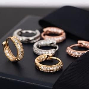 European And American Popular Micro-set Zircon Fan Earrings