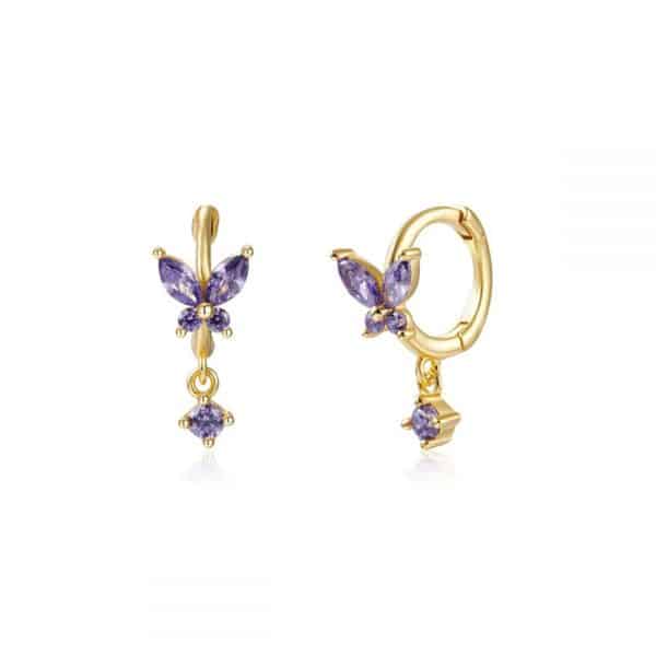 S925 Silver Needle Set Zircon Butterfly Earrings