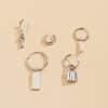 Trendy Mix And Match Geometric Square Brand Lock Set Earrings