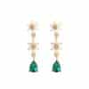 Emerald Drop Earrings S925 Silver Needle Pearl
