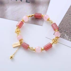 Strawberry Crystal Sweet Bracelet With A Little Heart