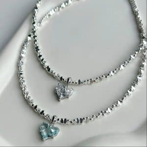 Super Copper Inlaid Zircon Love Pendant Necklace Summer Irregular