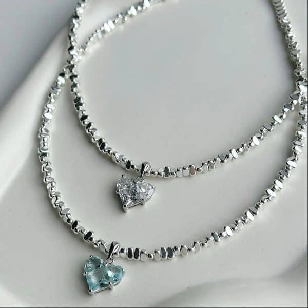 Super Copper Inlaid Zircon Love Pendant Necklace Summer Irregular