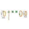 High-end Summer New Green Zircon Earrings Set