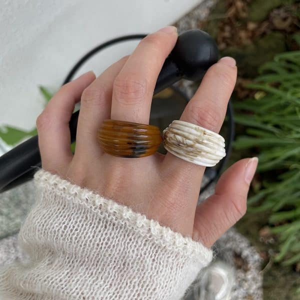 Chinese Style Irregular Resin Wide Ring