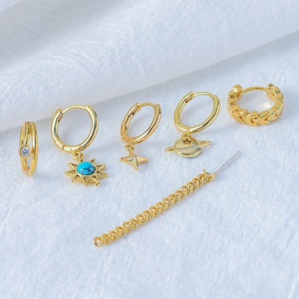 Planet Sun Earring Set Exaggerated Asymmetric
