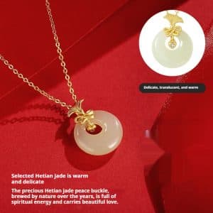 Natural Hetian Jade Necklace Women's S925 Sterling Silver Carnation Pendant