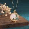 Color-preserving Gold-plated Hetian Jade Peace Buckle Retro Collarbone Necklace Female Niche