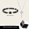 Black Agate Bracelet Small Love Lock Couple Necklace Bracelet
