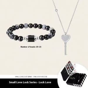 Black Agate Bracelet Small Love Lock Couple Necklace Bracelet