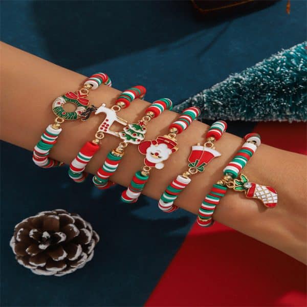 Christmas 6-pack Cute Elk Polymer Clay Bracelet Bracelet Suit