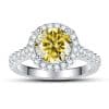 1 Karat Round Bag Color Moissanite Women's Ring