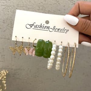 Creative Vintage Pearl Hoop Earrings Set