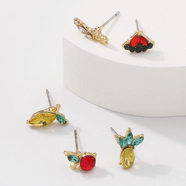 Fruit Earrings Set Small  Ins Sweet Girl Heart Earrings