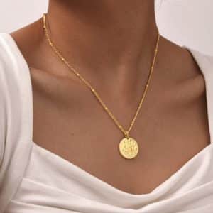 Stainless Steel Bead Necklace Twelve Constellation Embossed Round Necklace For Women