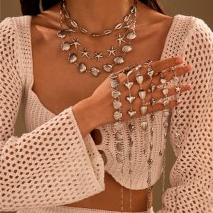 Ocean Wind Stainless Steel Sea Star Shell Pendant Necklace