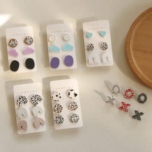 Girls Clay Texture Acrylic Earrings Set