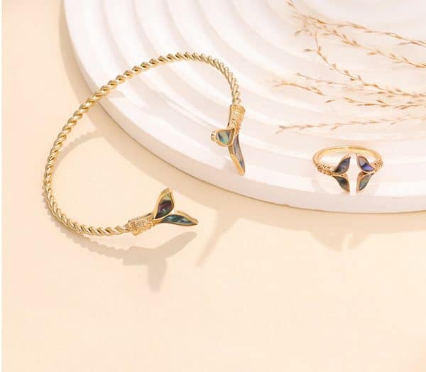 European And American Water Drop Ring Earrings Bangle Jewelry Suit