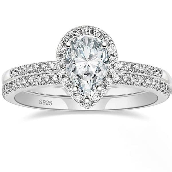 S925 Inlaid Water Drop Pear-shaped Zircon Women's Ring