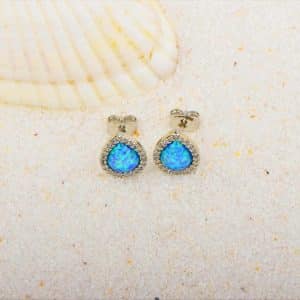 Drop Shape Blue Opal Opal Stud Earrings Cute Girl Drop-shaped Earrings