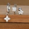 Fashion Geometric Ear Studs Zircon Set Ladies