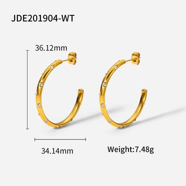 Stainless Steel Set Colored Zircon Earrings