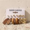 Drop-shaped Wood And Metal Square Heart Earrings Set