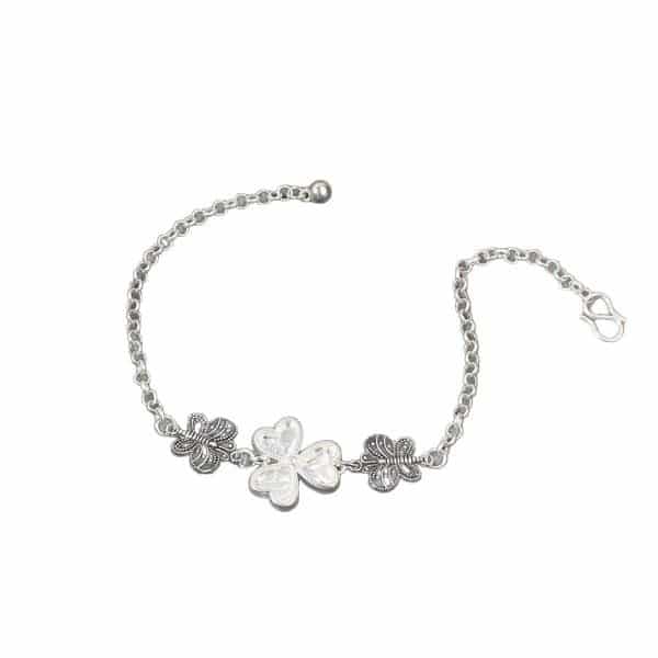 Artificial Miao Silver Ethnic Style Eardrop Frame Diy Bracelet Clover