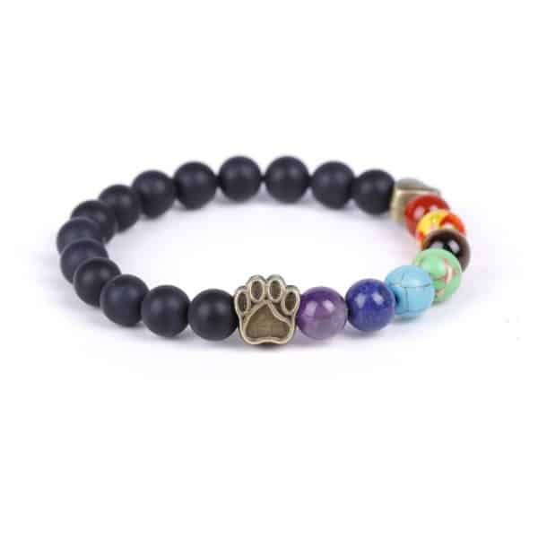 Bronze Love Heart Shaped Dog Claw Bracelet Volcanic Stone Colorful Jewelry