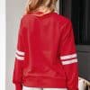 Fiery Red Varsity Striped Detail Drop Shoulder Oversized Sweatshirt