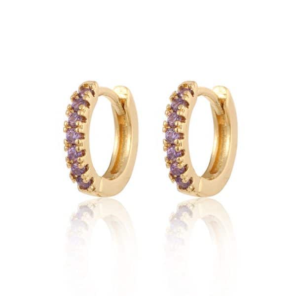European And American Ins Round Micro-set Color Zircon Ear Buckle