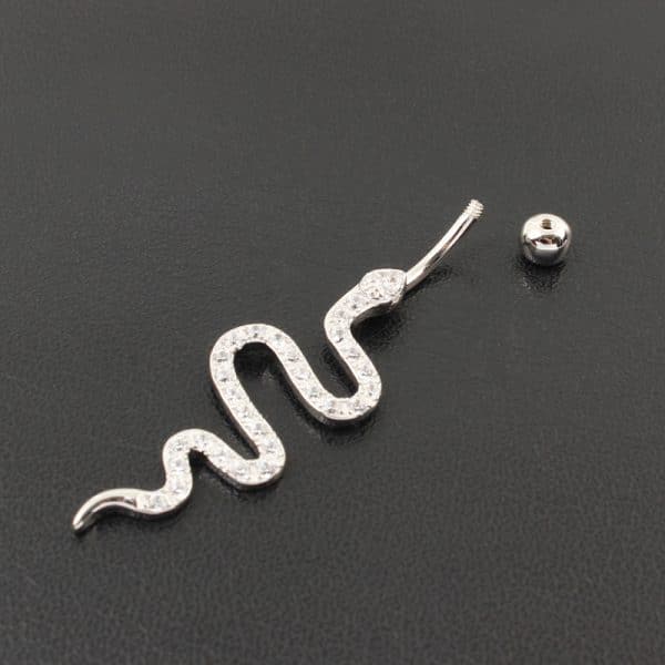 Belly Button Nails With Sterling Silver Snake Set With Zircon