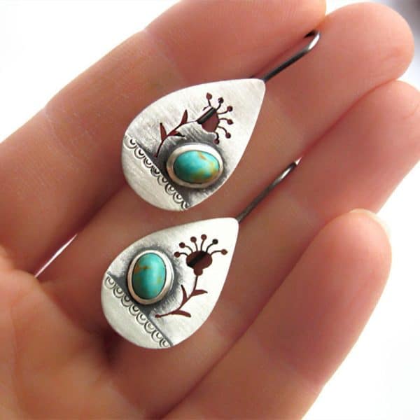 Water Drop Hollow Retro Flower Earrings
