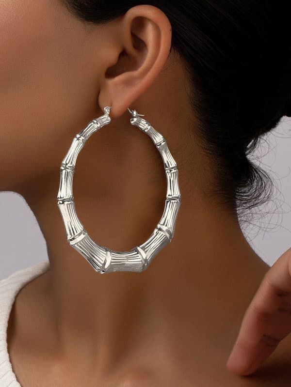 European And American Oversized Bamboo Earrings Exaggerated Golden Big Circle