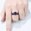 Couple Rings Gun Black Inlaid Navy Blue Rhinestone Ring Ins Ornament Female