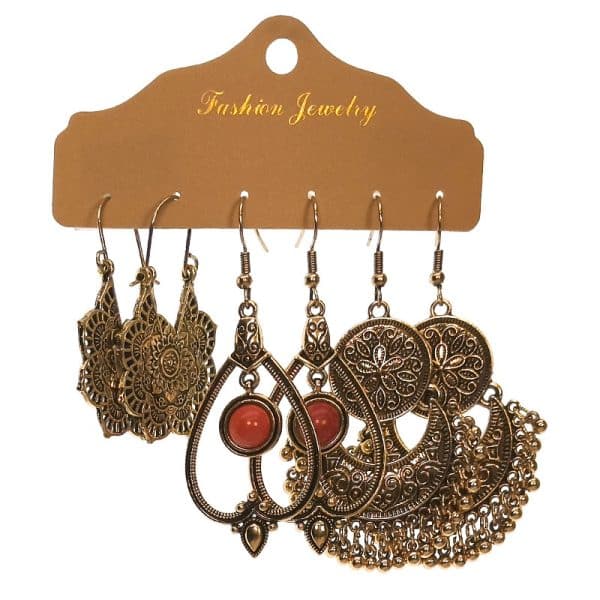 Fashion Tassel Water Drop Geometric Earrings Set