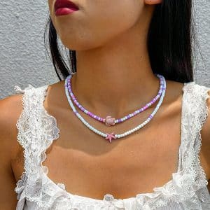 Personality Color Bead Necklace Suit Women