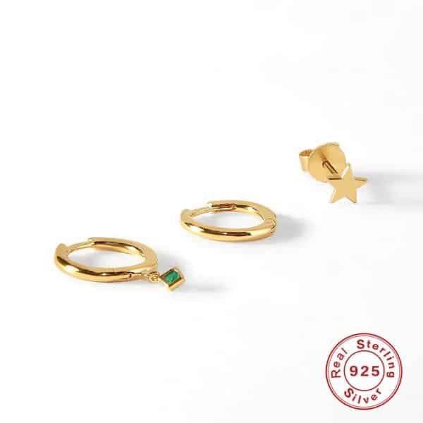 Women's Fashion Sterling Silver Star Face Earrings Set