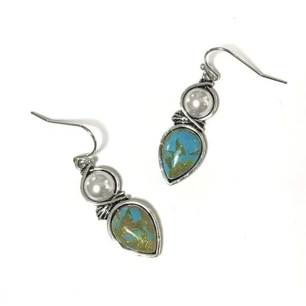 Vintage ethnic water drop blue stone earrings