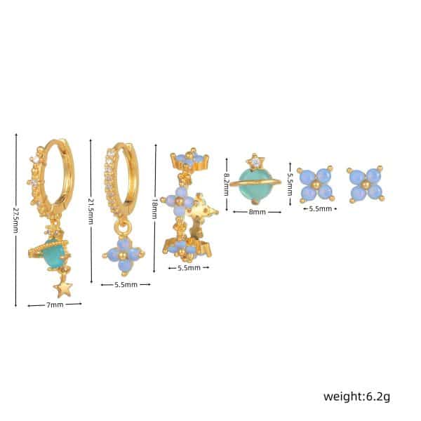 Earrings Set Korean Style Elegant Six Pieces Ornament Cute Sweet Girly Temperamental Gentle