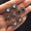 Retro Diamonds Flowers 4 Pairs Earings Set