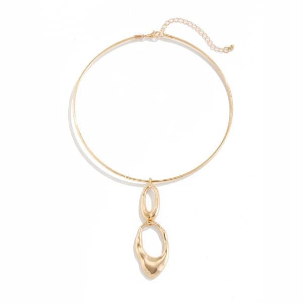 European And American Simple Minority Fashion Golden Versatile Advanced Glossy Spring Open Necklace