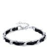18K Gold Titanium Steel Plated European And American Fashion Metal Chain Leather Rope